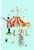 fototapet  cirkus turkis, rødt, gul, lyserødt, brunt og gråt
