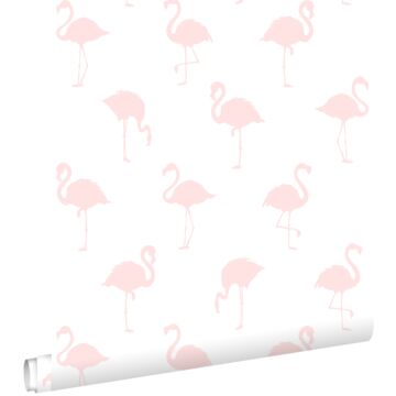 tapet flamingoer lyserosa og hvidt