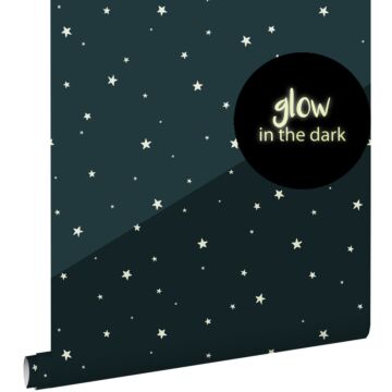 glow-in-the-dark tapet selvlysende stjerner mørkeblåt
