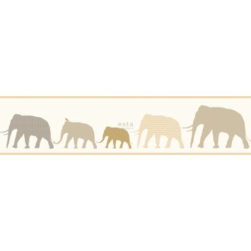 tapet bård XXL elefanter beige