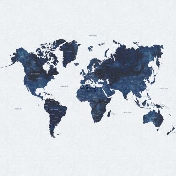 fototapet  vintage verdenskort blåt