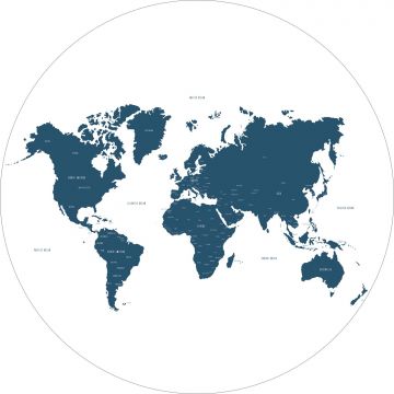 selvklæbende fototapet rundt verdenskort blåt