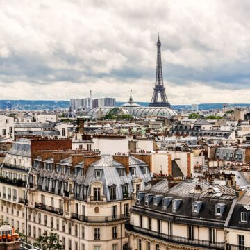 fototapet  vue fra Paris beige og gråt