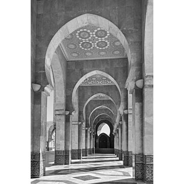 fototapet  Marokkansk Marrakech Riad-galleri sort og hvidt