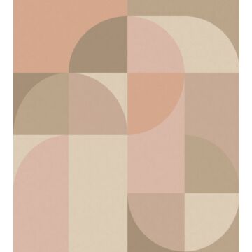 fototapet  geometrisk motiv i Bauhaus-stil lyserødt og beige